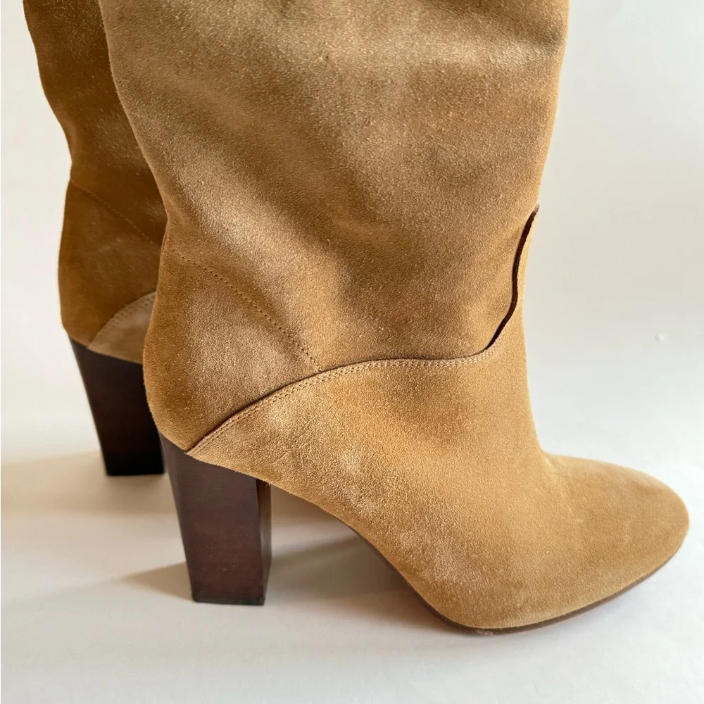 Polo Ralph Lauren Brindley Tan Suede Boot with stacked heel Size 7.5 - Picture 5 of 8